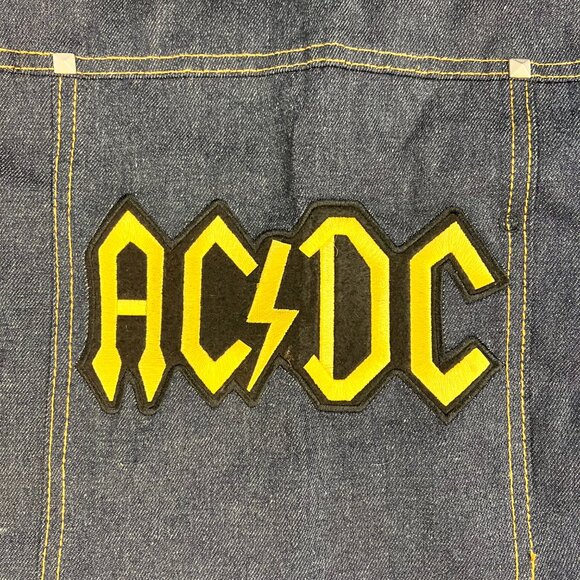 Fab Dog Medium Dog Hoodie Jacket AC/DC Embroidered Denim Vest - Picture 6 of 9